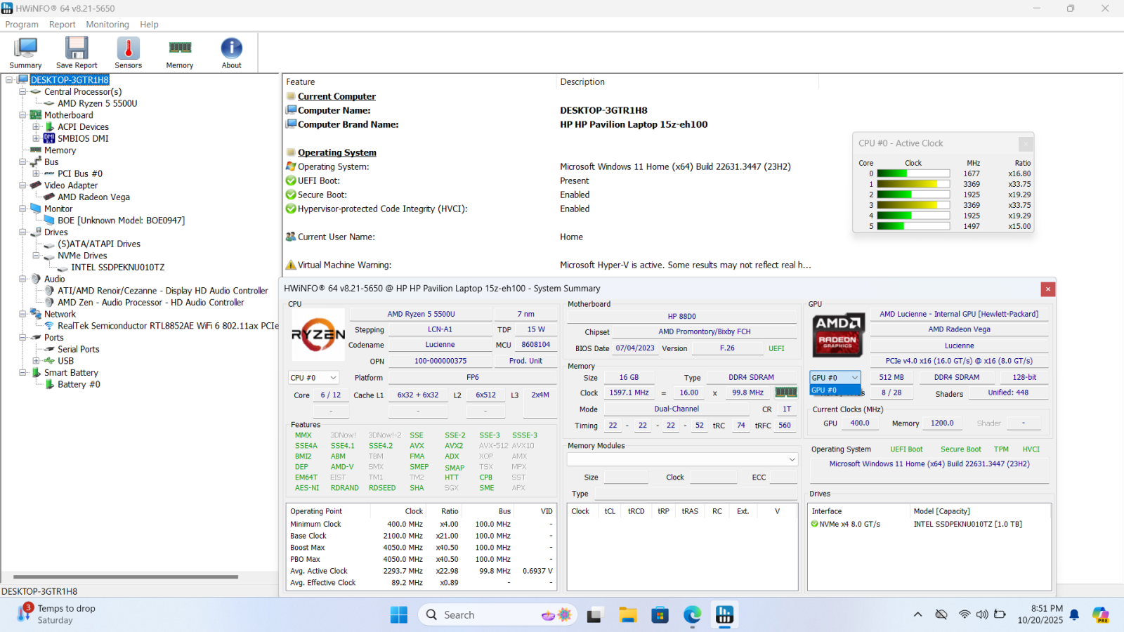 HP Pavilion 15z-eh100 Laptop, 15.6" FHD, Ryzen 5 5500U, 16GB, 1TB SSD - Photo 17
